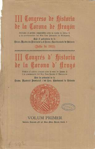 III Congreso de Historia de la Corona de Aragón... (1925)