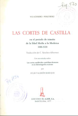 Las Cortes de Castilla en el periodo de... (1977)