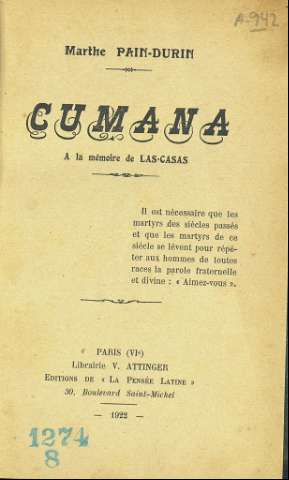 Cumana : a la mémoire de Las-Casas (1922)