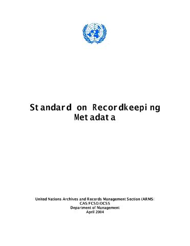 Standard on recordkeeping metadata
